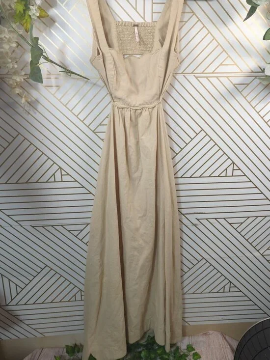 Free People Women's Dressed for sunshine midi dress Desert Topaz Tan Sz XS - Picture 4 of 7
